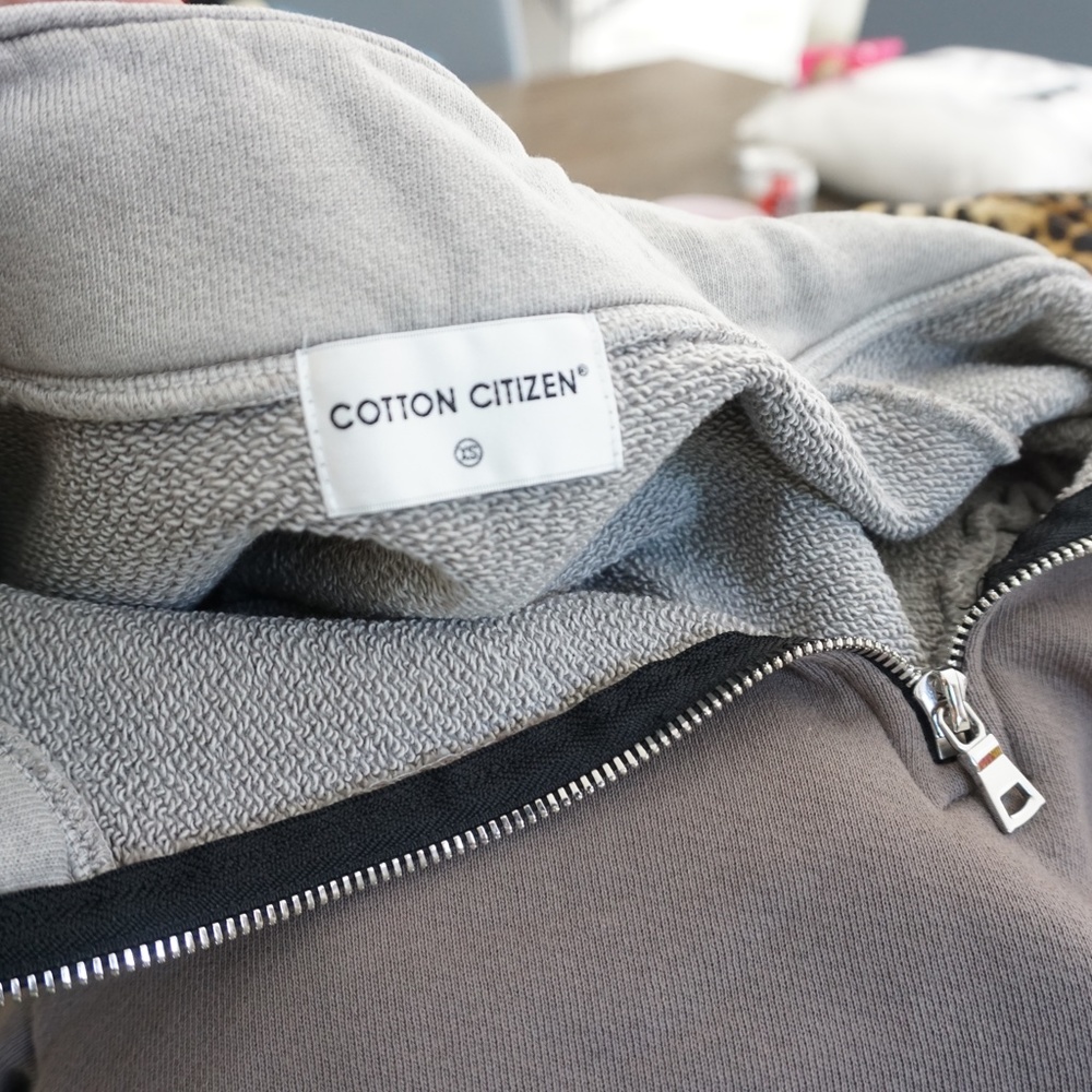 Cotton Citizen Gray Cropped Neck Zip Long Sleeve - Picture 6 of 6